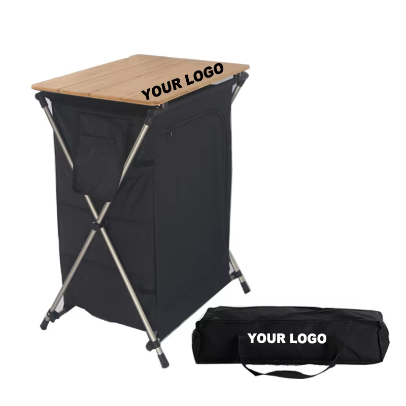 Camping Cooking Table With Storage - Outdoor camping solid wood beech bamboo