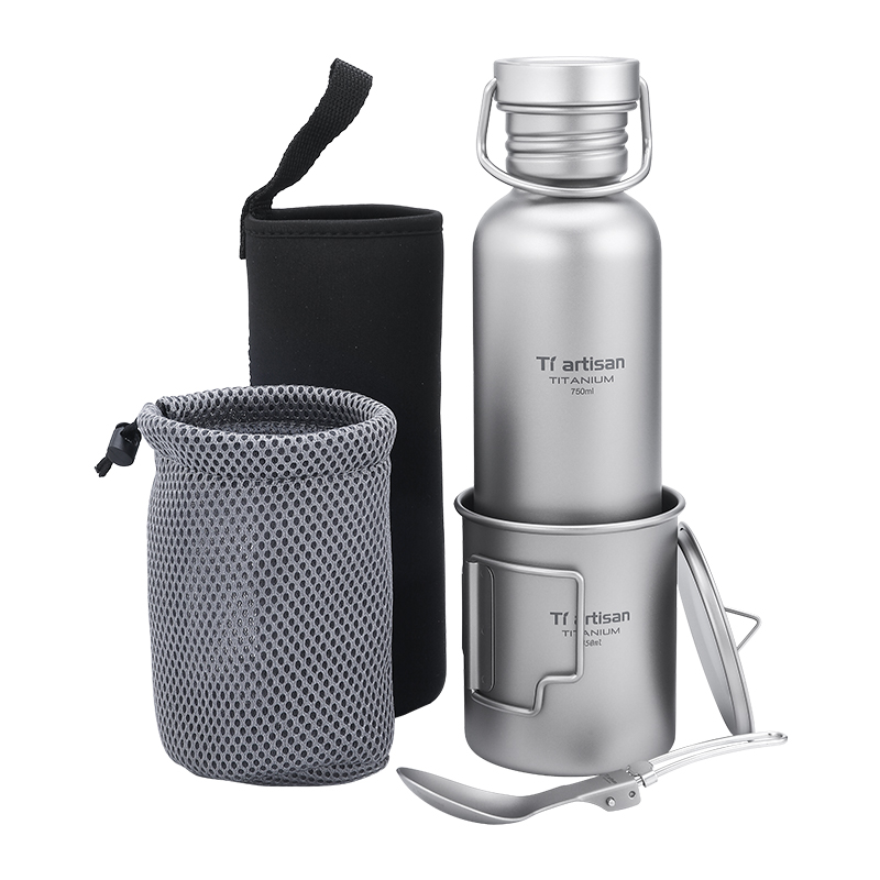 Camping Cooking Organizer - Tiartisan Titanium Cookware 3-pcs-set Cycling Water