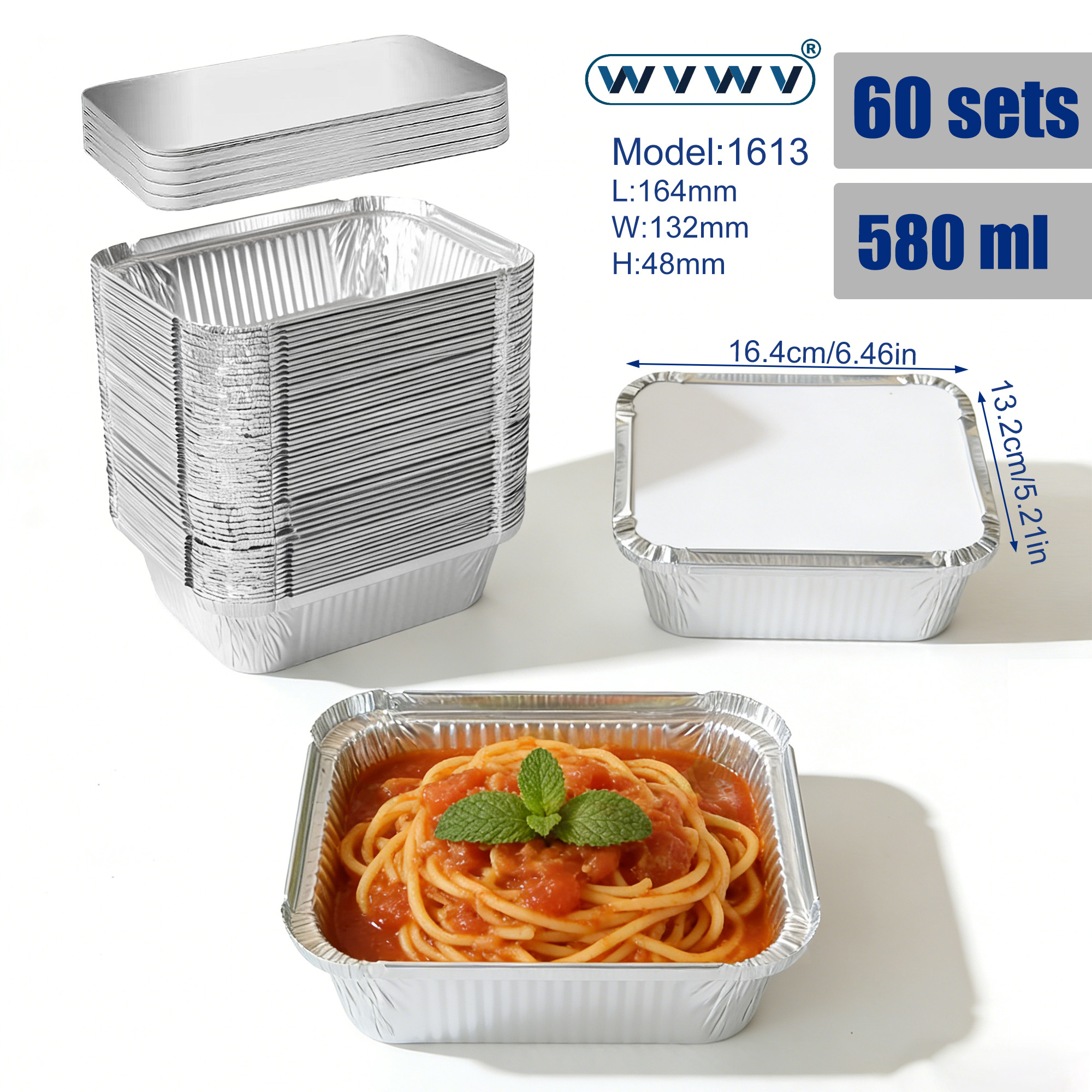 Camping Cooking Ovens - 60Pcs 560ml Disposable Aluminum Foil Food