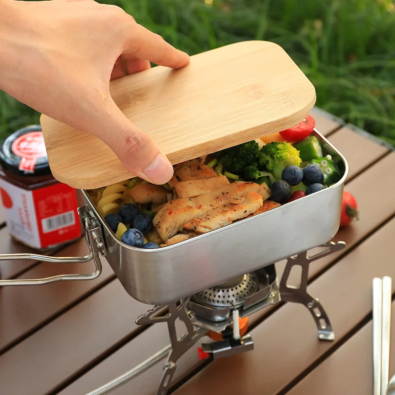 Camping Cooking Organizer - 304 Stainless Steel Lunch Box Portable