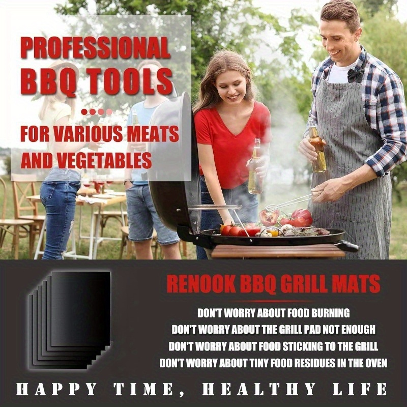 Camping Cooking Griddle - 5pcs Non-Stick BBQ Grill Mat Set