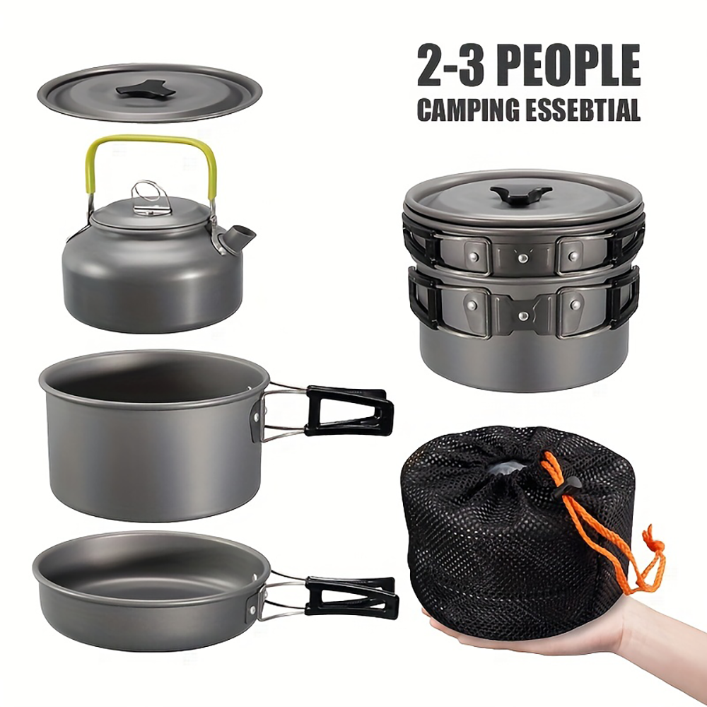 Camping Cooking Gear - Outdoor camping cookware set made of