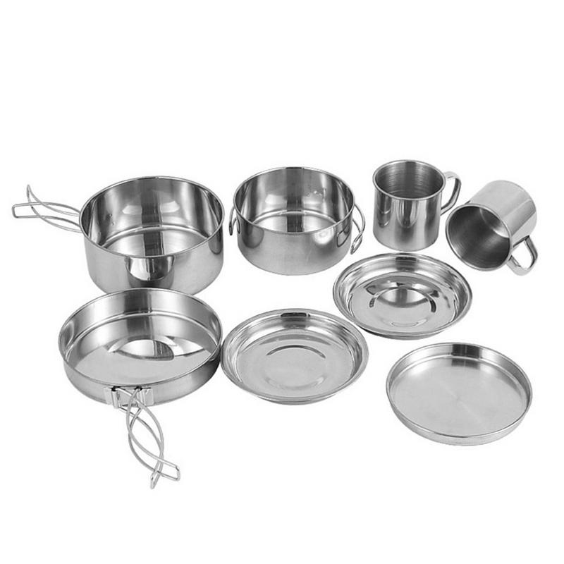 8pcs/set Stainless Steel Outdo – обзор и цена Camping Cooking Dishes