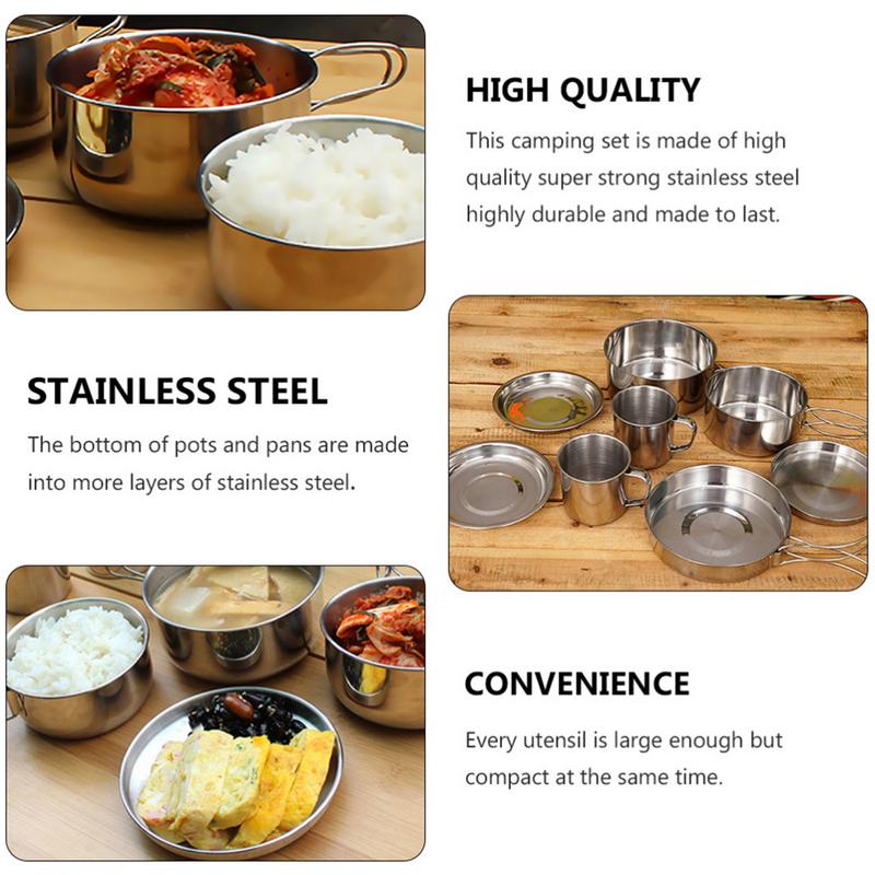 8pcs/set Stainless Steel Outdo – обзор и цена Camping Cooking Dishes