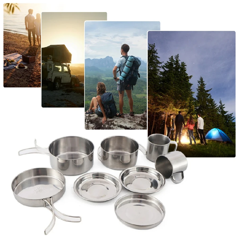 8pcs/Set Camping Cookware Mess – обзор и цена Camping Cooking Plate