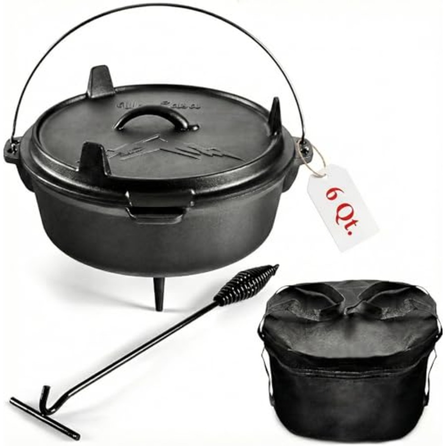6Qt Cast Iron Camping Dutch Ov – обзор и цена Camping Cooking Ovens
