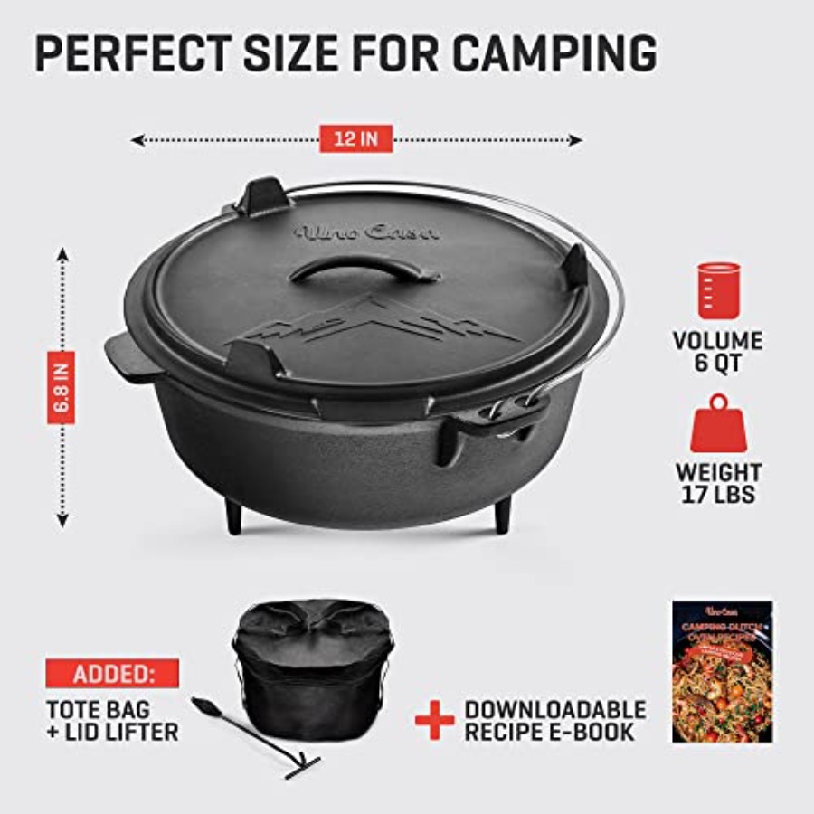 6Qt Cast Iron Camping Dutch Ov – обзор и цена Camping Cooking Ovens