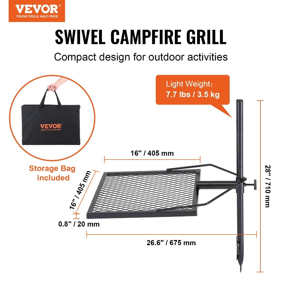 Swivel Campfire Grill for Fire – обзор и цена Camping Cooking Grate