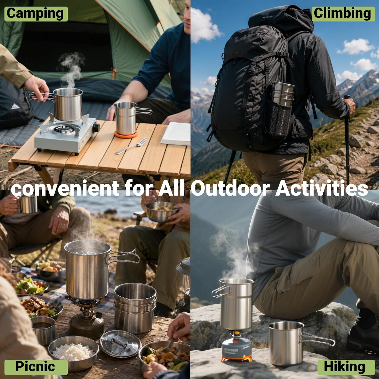 Foldable Camping Cups Mugs Cam – обзор и цена Camping Cooking Pot With Lid