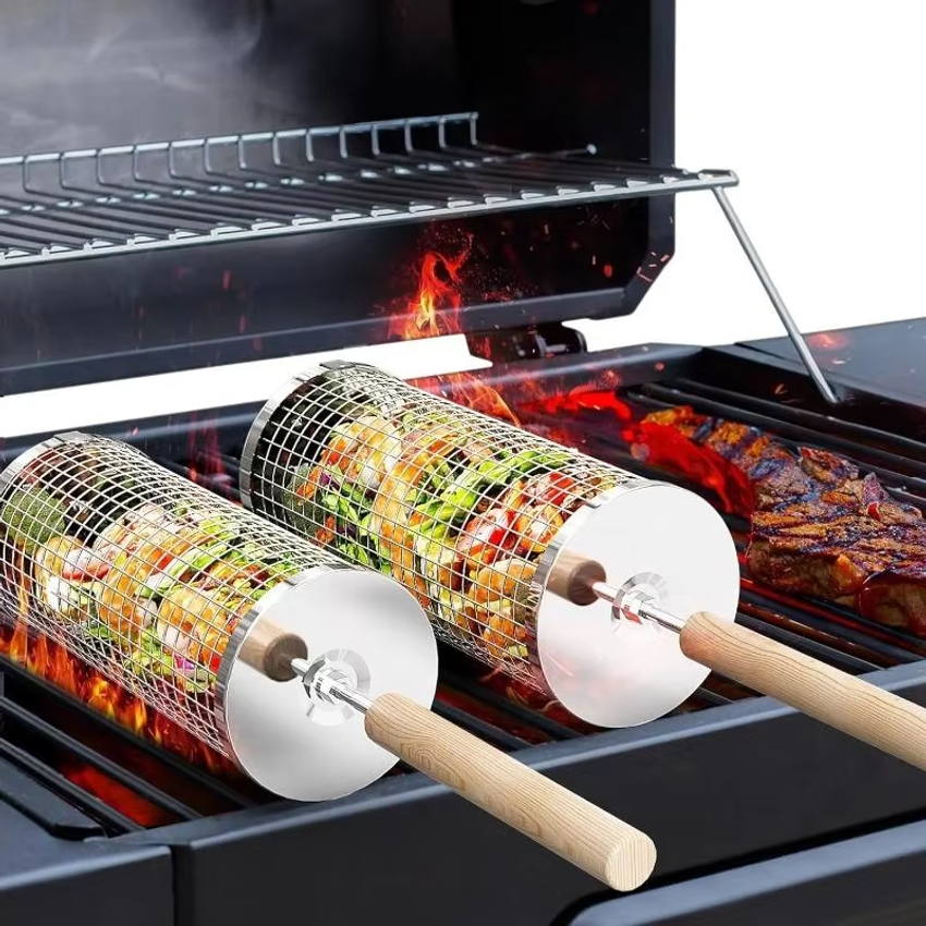 Round Barbecue Grill Basket Se – обзор и цена Camping Cooking Griddle