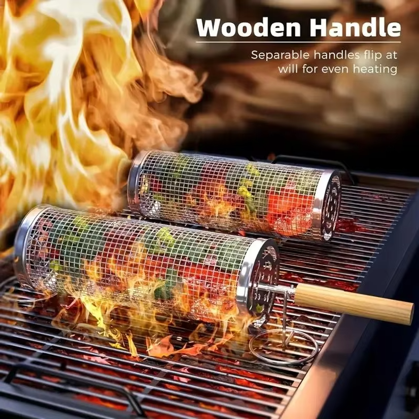 Round Barbecue Grill Basket Se – обзор и цена Camping Cooking Griddle