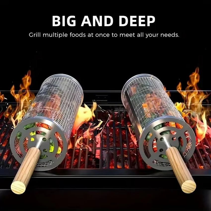 Round Barbecue Grill Basket Se – обзор и цена Camping Cooking Griddle