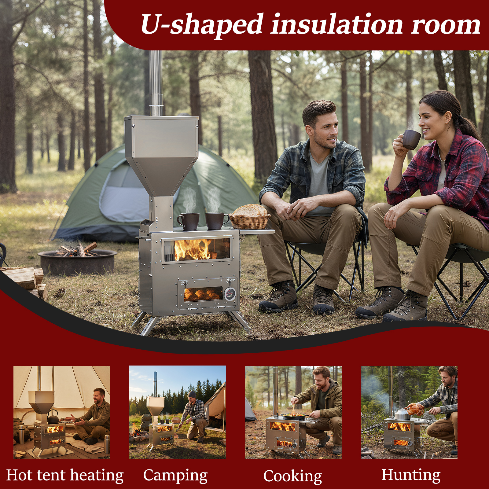 Hot Tent Stove with Chimney Pi – обзор и цена Camping Cooking Ovens
