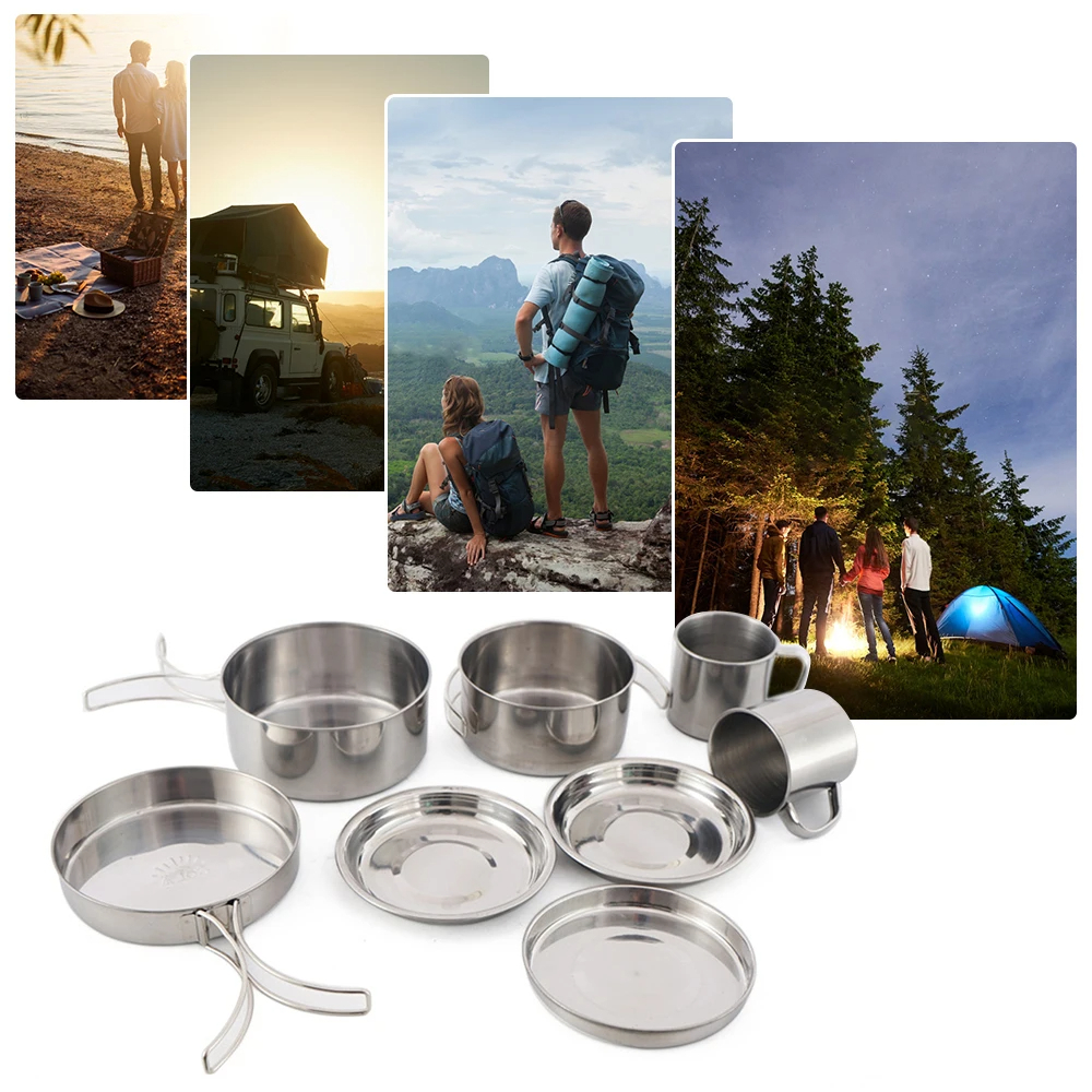 8pcs/Set Camping Cookware Mess – обзор и цена Camping Cooking Plate