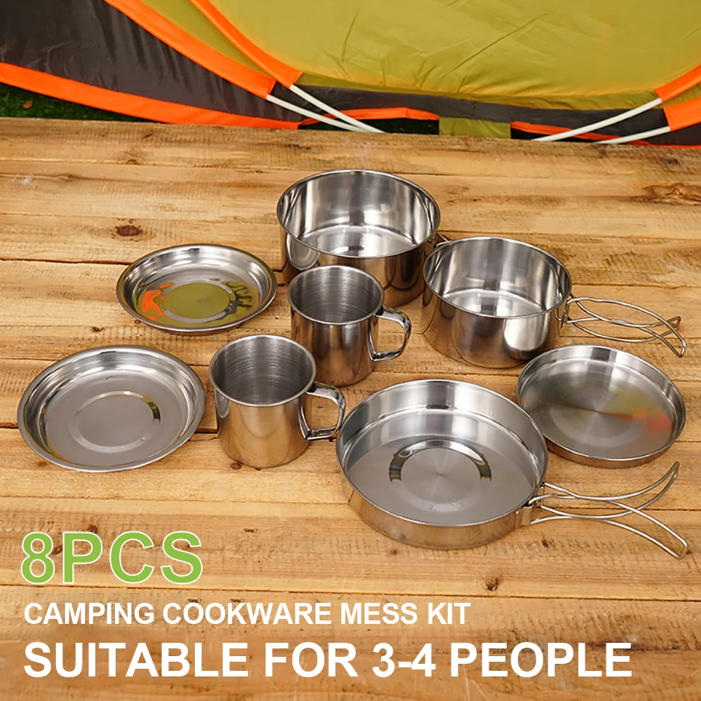 8pcs/Set Camping Cookware Mess – обзор и цена Camping Cooking Plate