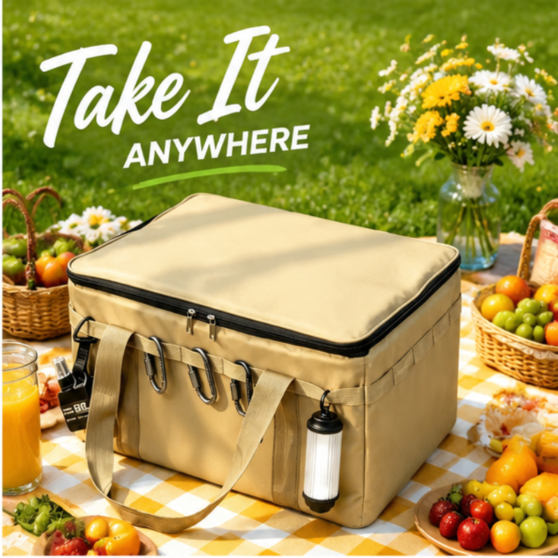 Foldable 30L Khaki Oxford Tact – обзор и цена Camping Cooking Table With Storage