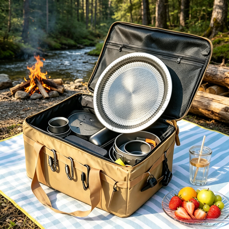 Foldable 30L Khaki Oxford Tact – обзор и цена Camping Cooking Table With Storage