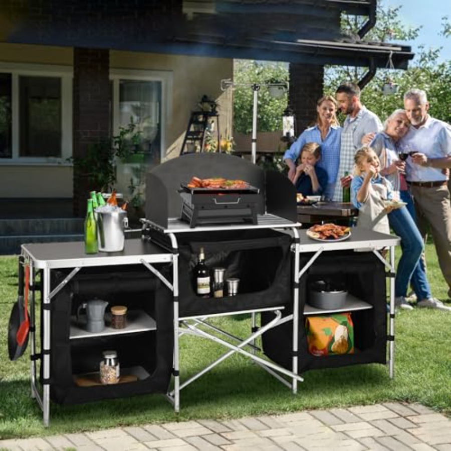 Outdoor kitchen table: aluminu – обзор и цена Camping Cooking Table With Storage