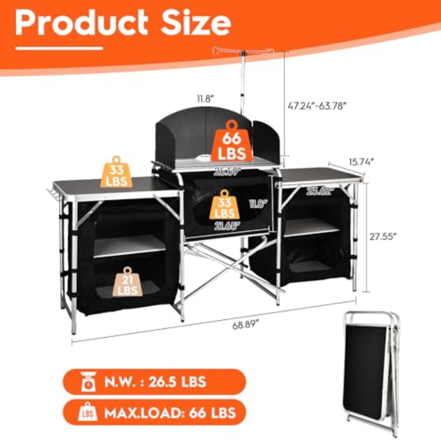 Outdoor kitchen table: aluminu – обзор и цена Camping Cooking Table With Storage