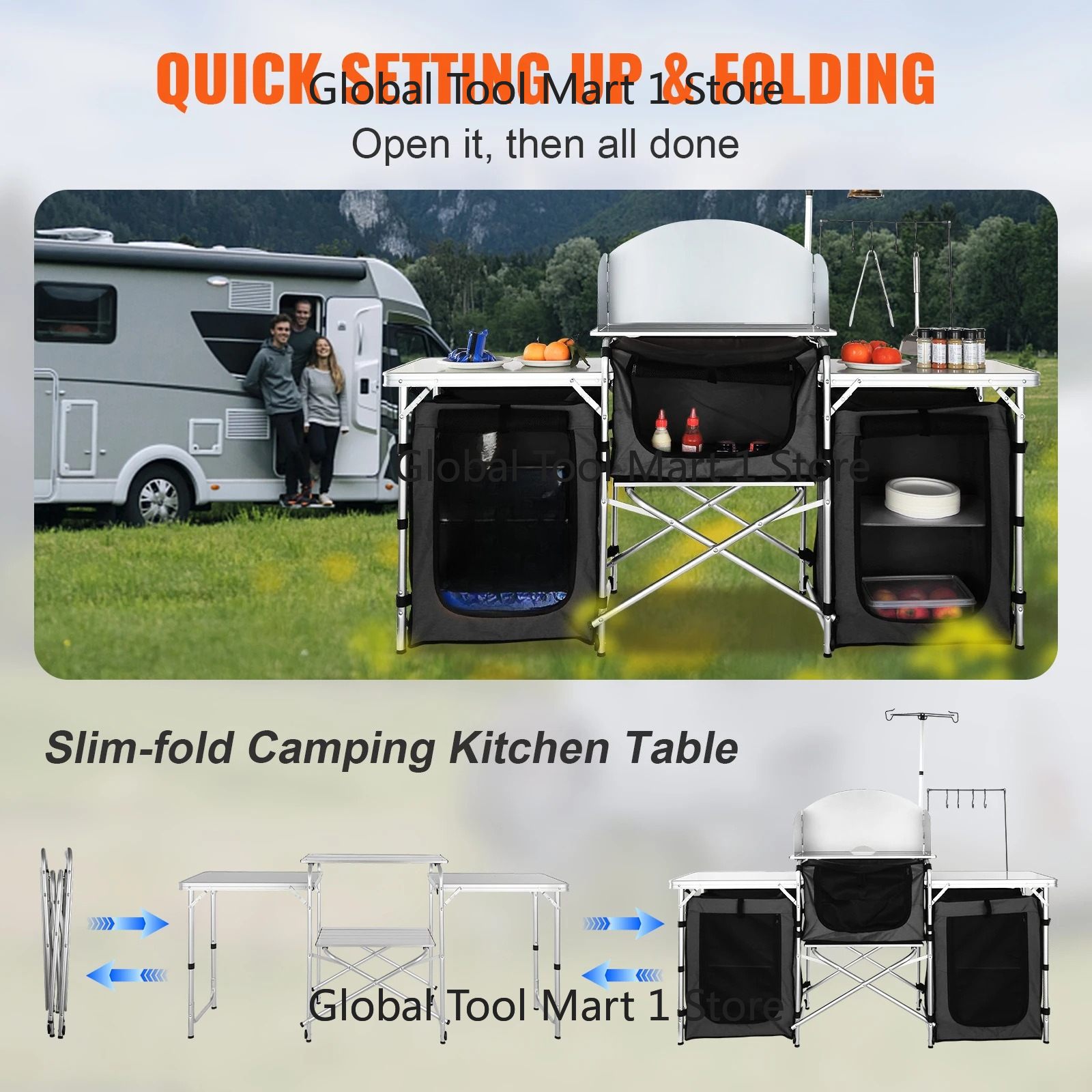 SucceB- Camping Outdoor Kitche – обзор и цена Camping Cooking Table With Storage