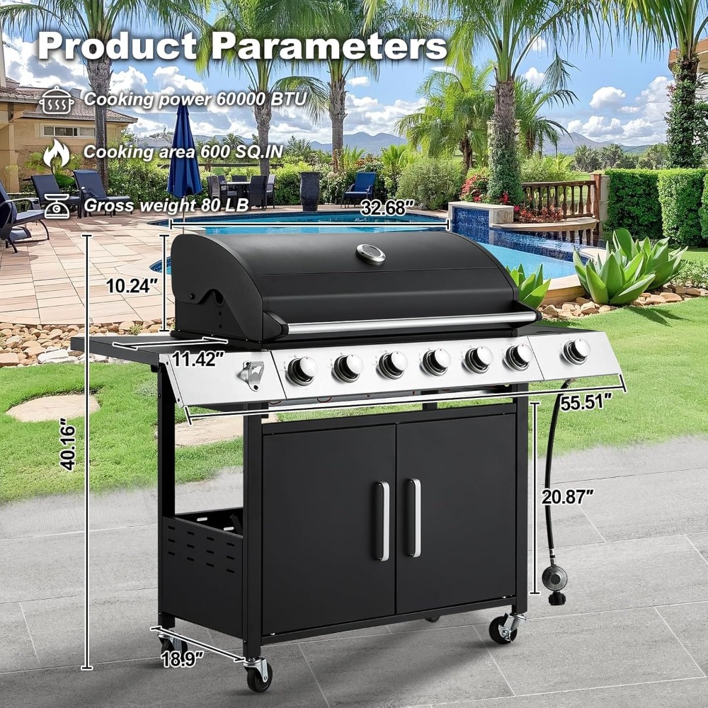 Upgraded 60000 BTU 6 Burner Pr – обзор и цена Camping Cooking Cast Iron