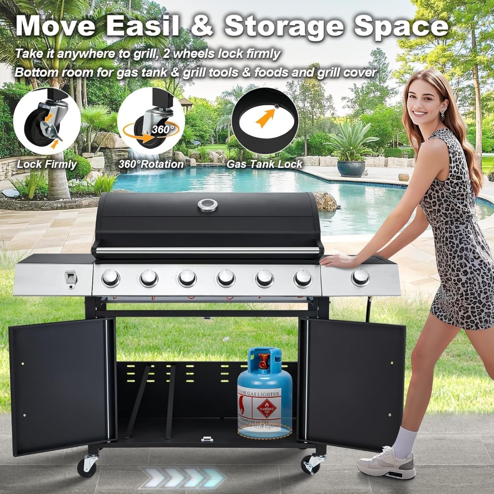 Upgraded 60000 BTU 6 Burner Pr – обзор и цена Camping Cooking Cast Iron