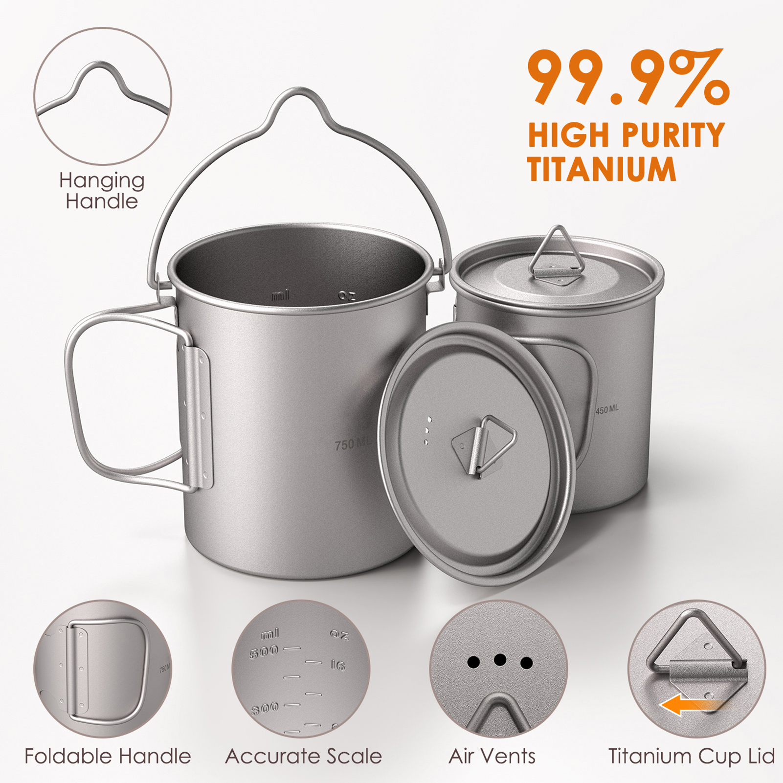 Ultralight 750ml Titanium Pot  – обзор и цена Camping Cooking Pot With Lid