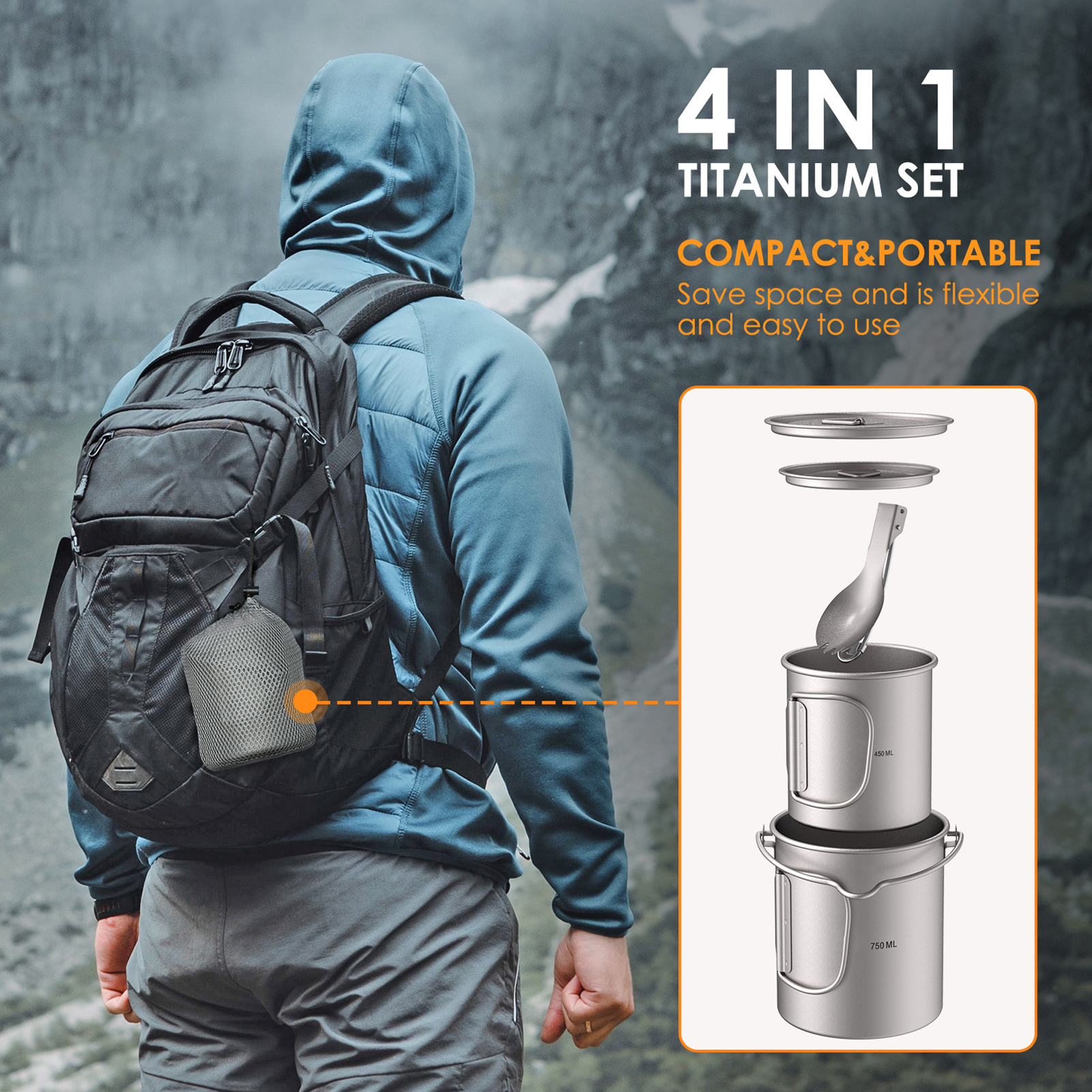 Ultralight 750ml Titanium Pot  – обзор и цена Camping Cooking Pot With Lid