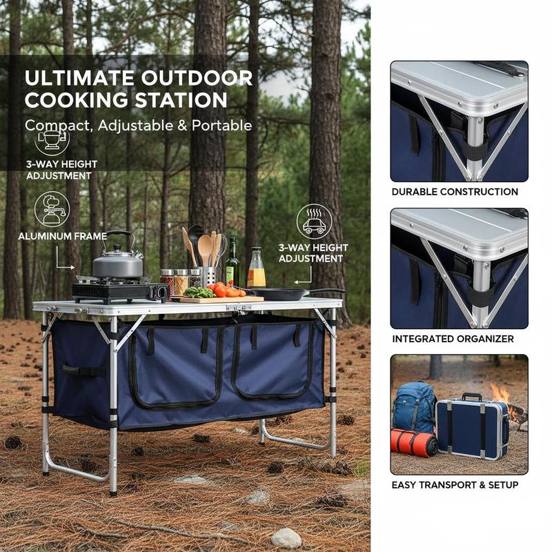 Camping Kitchen Table, Folding – обзор и цена Camping Cooking Table With Storage