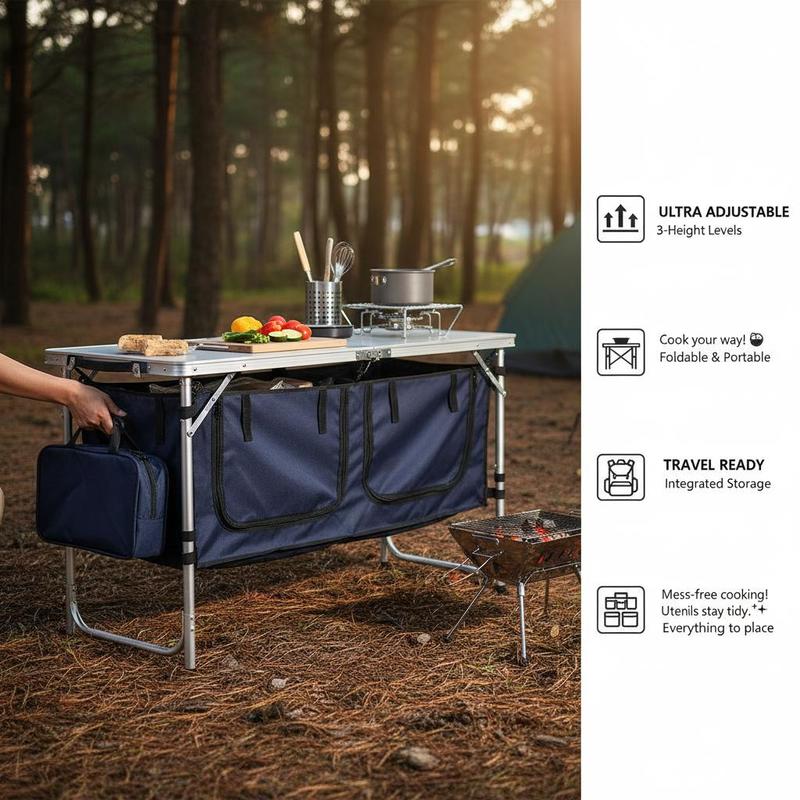 Camping Kitchen Table, Folding – обзор и цена Camping Cooking Table With Storage