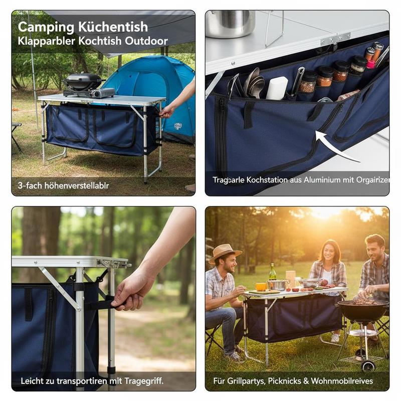 Camping Kitchen Table, Folding – обзор и цена Camping Cooking Table With Storage