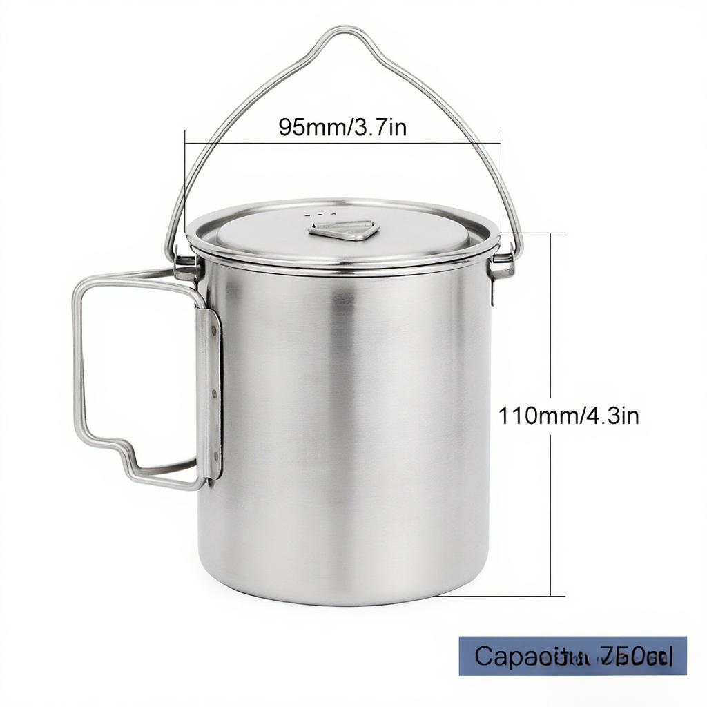 750ml Stainless Steel Pot Port – обзор и цена Camping Cooking Pot With Lid