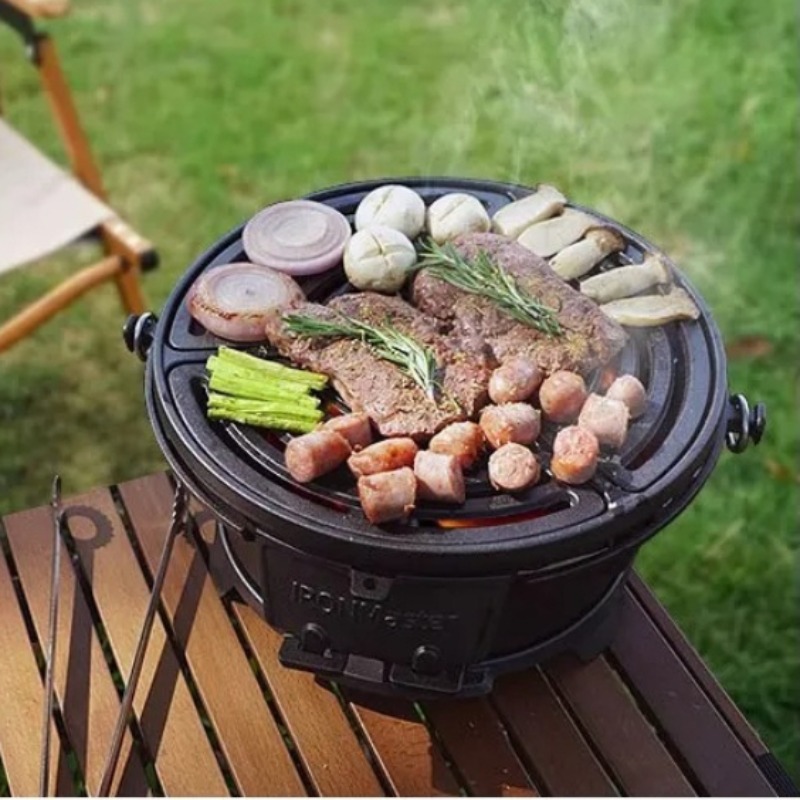 Round Charcoal Grill, Food-Saf – обзор и цена Camping Cooking Cast Iron