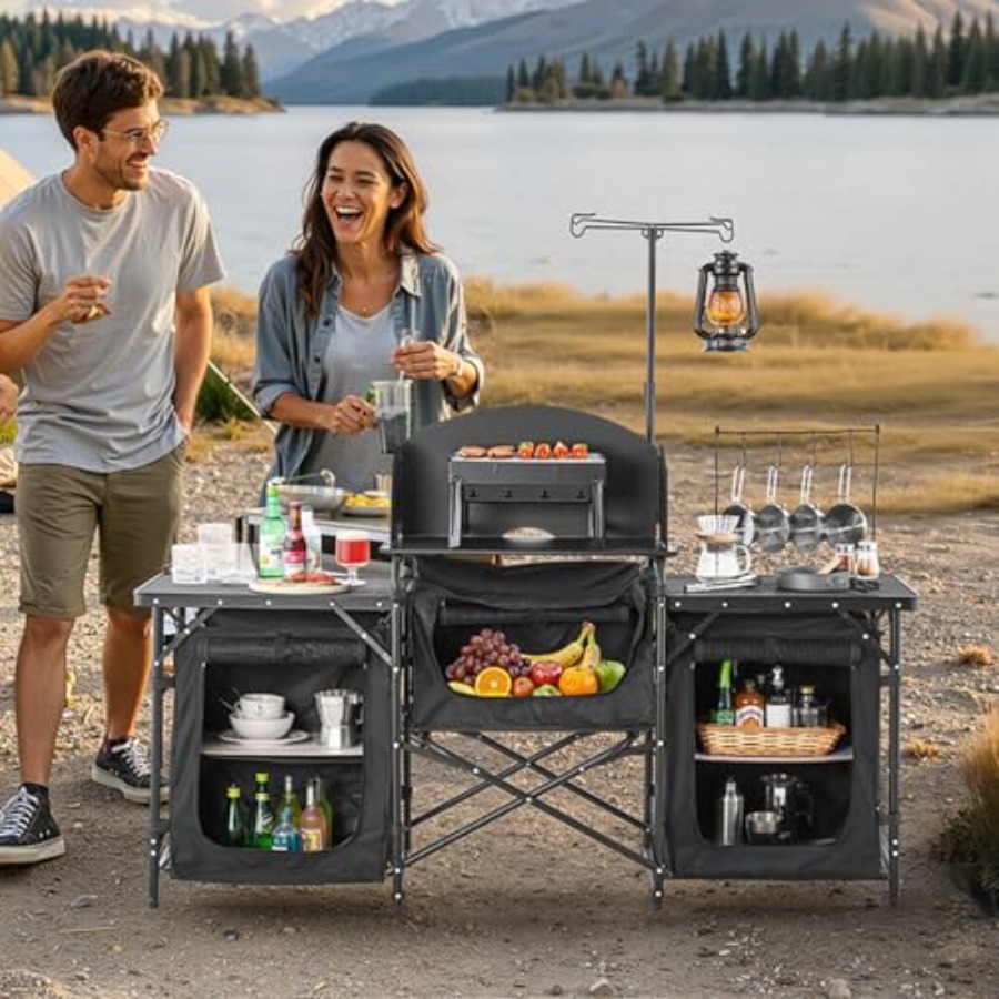 Camping Kitchen Table, Outdoor – обзор и цена Camping Cooking Table With Storage