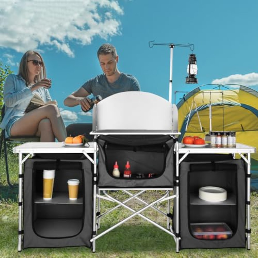 Camping Kitchen Table, Folding – обзор и цена Camping Cooking Table With Storage